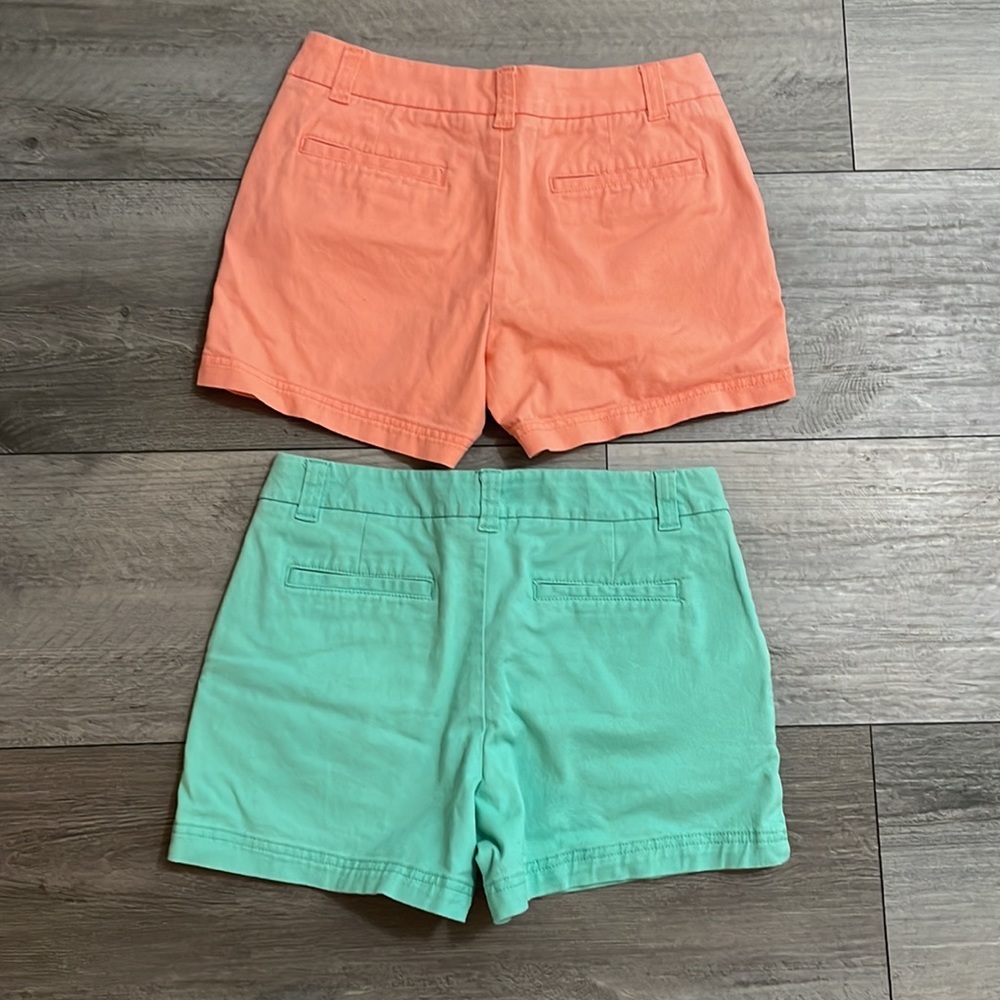 BCG cotton shorts(2), teal and salmon‎ colors, 3.5” inseam, size 2 - Picture 2 of 3